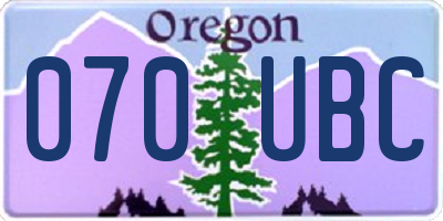 OR license plate 070UBC