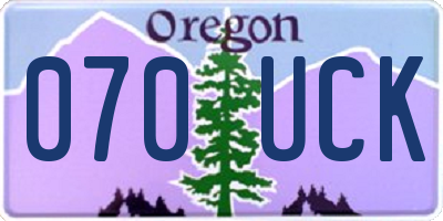 OR license plate 070UCK