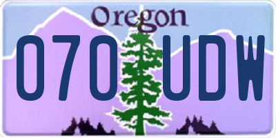 OR license plate 070UDW