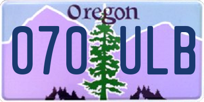OR license plate 070ULB