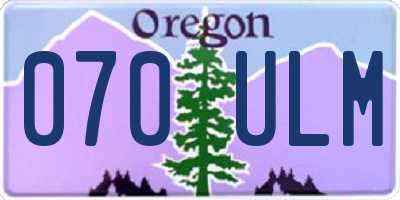 OR license plate 070ULM