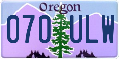 OR license plate 070ULW