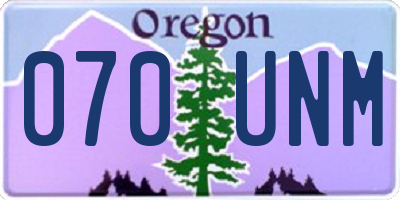 OR license plate 070UNM