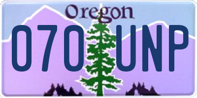 OR license plate 070UNP