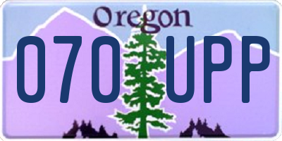 OR license plate 070UPP