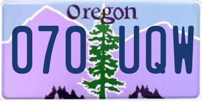 OR license plate 070UQW
