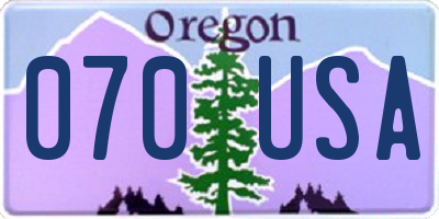 OR license plate 070USA