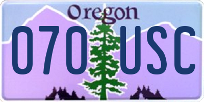 OR license plate 070USC