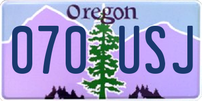 OR license plate 070USJ