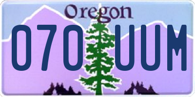 OR license plate 070UUM