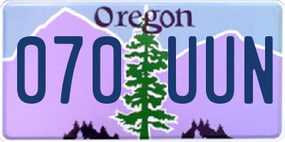 OR license plate 070UUN