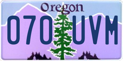 OR license plate 070UVM