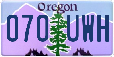 OR license plate 070UWH
