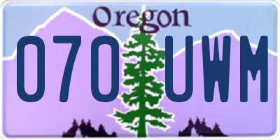 OR license plate 070UWM