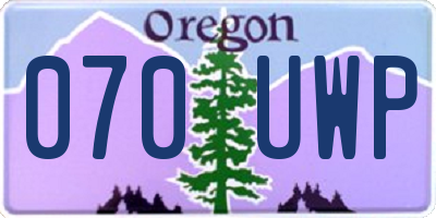 OR license plate 070UWP