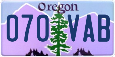 OR license plate 070VAB