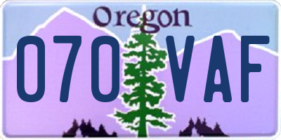 OR license plate 070VAF