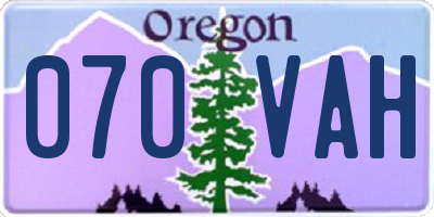 OR license plate 070VAH
