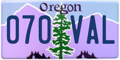 OR license plate 070VAL