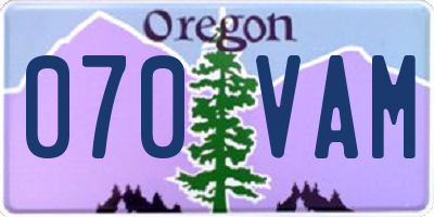 OR license plate 070VAM