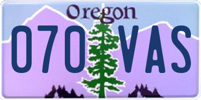 OR license plate 070VAS