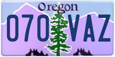 OR license plate 070VAZ