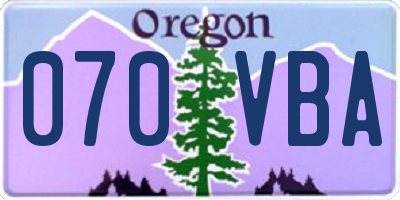 OR license plate 070VBA