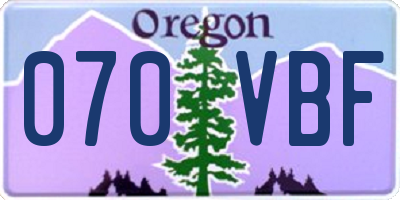 OR license plate 070VBF
