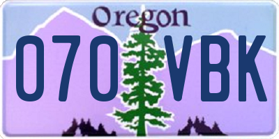 OR license plate 070VBK