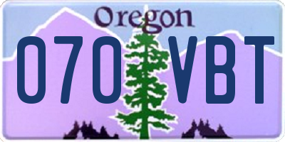 OR license plate 070VBT