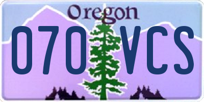 OR license plate 070VCS