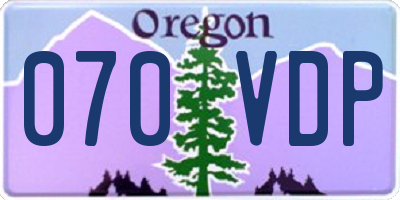 OR license plate 070VDP