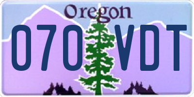 OR license plate 070VDT