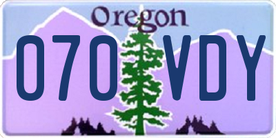 OR license plate 070VDY