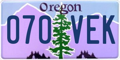 OR license plate 070VEK