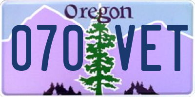 OR license plate 070VET