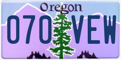 OR license plate 070VEW