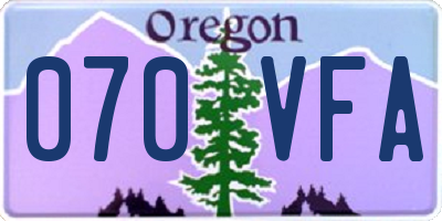 OR license plate 070VFA