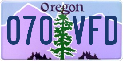 OR license plate 070VFD