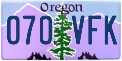 OR license plate 070VFK