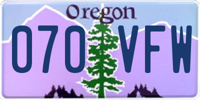 OR license plate 070VFW