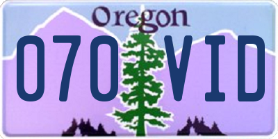 OR license plate 070VID