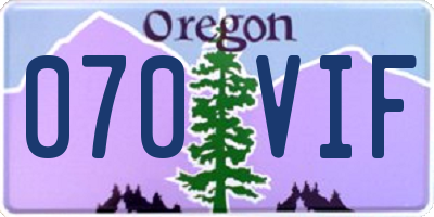 OR license plate 070VIF