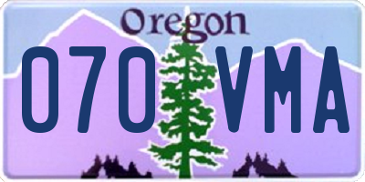 OR license plate 070VMA