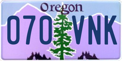 OR license plate 070VNK