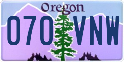 OR license plate 070VNW