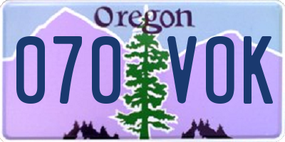 OR license plate 070VOK