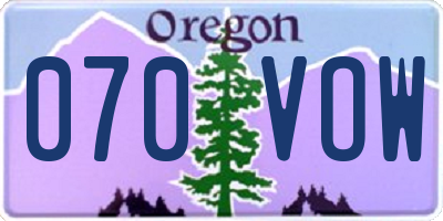 OR license plate 070VOW