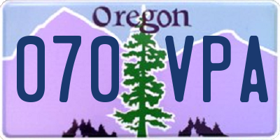 OR license plate 070VPA