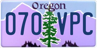 OR license plate 070VPC